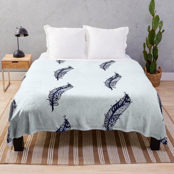 Item preview, dark blue abstract feather designed and sold by wiwiart.
