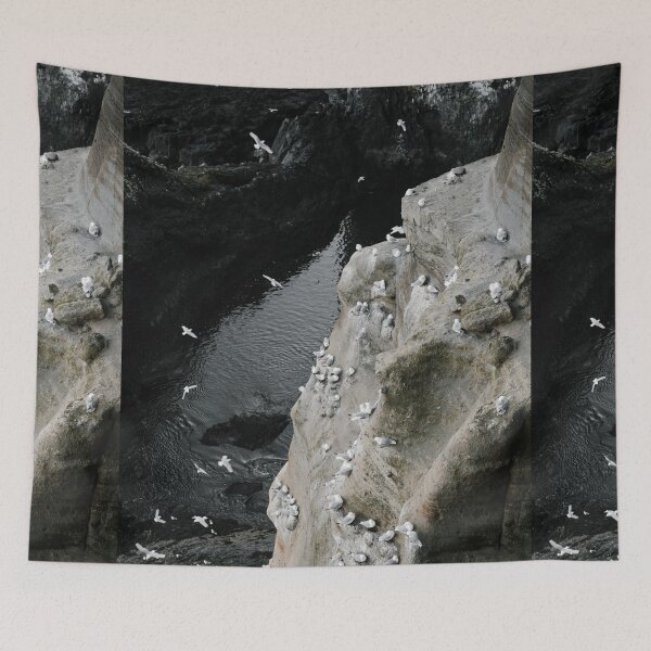 Item preview, Rocky cliff with colony of birds on coast designed and sold by Lallz-Comforter.