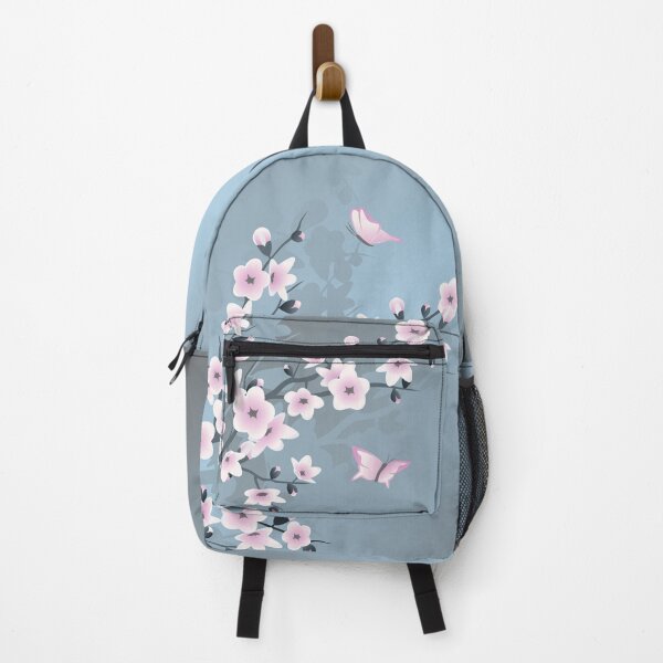 Item preview, Cherry Blossom Dusky Pink  Grayish Blue Floral designed and sold by Nina Baydur.