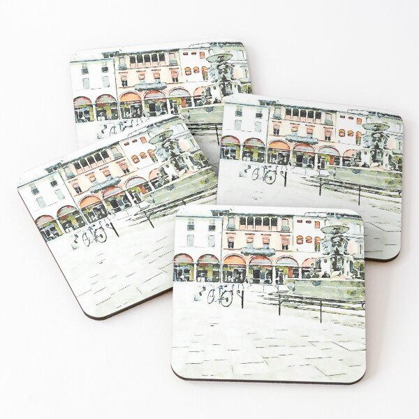 Item preview, Square with ancient buildings fountain and bicycle designed and sold by Giuseppe Cocco.