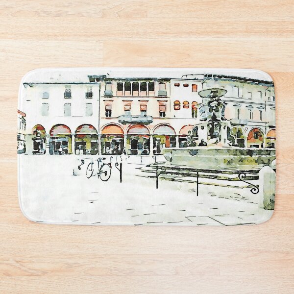 Item preview, Square with ancient buildings fountain and bicycle designed and sold by Giuseppe Cocco.