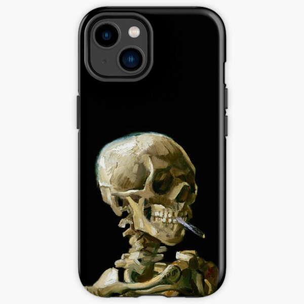 Vincent van Gogh Cabeza de esqueleto con un cigarrillo encendido Funda resistente para iPhone