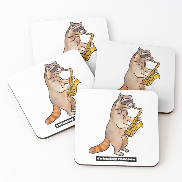 Item preview, Swinging raccoon playing tenor sax designed and sold by Xdelacra.