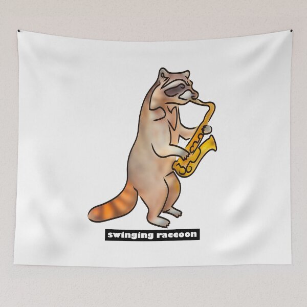 Item preview, Swinging raccoon playing tenor sax designed and sold by Xdelacra.