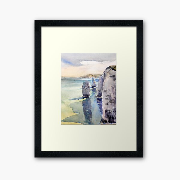 Item preview, Old Harry Rocks - Watercolour landscape painting - coastal rock formations - turquoise designed and sold by lyatee.