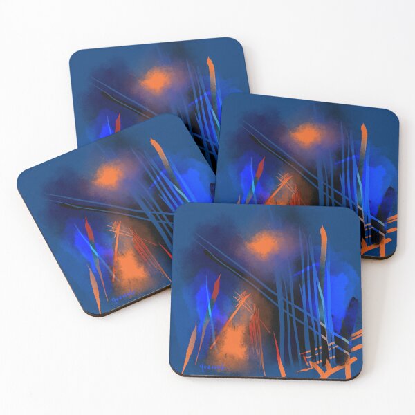 Item preview, Abstract Blue and Orange  designed and sold by Sukhpal Grewal Ethnic Art.