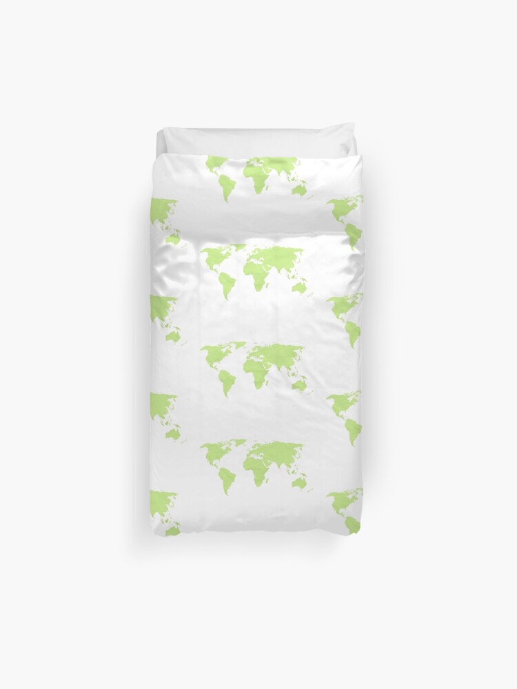 Simple Green World Map Duvet Cover By Adventureliela Redbubble