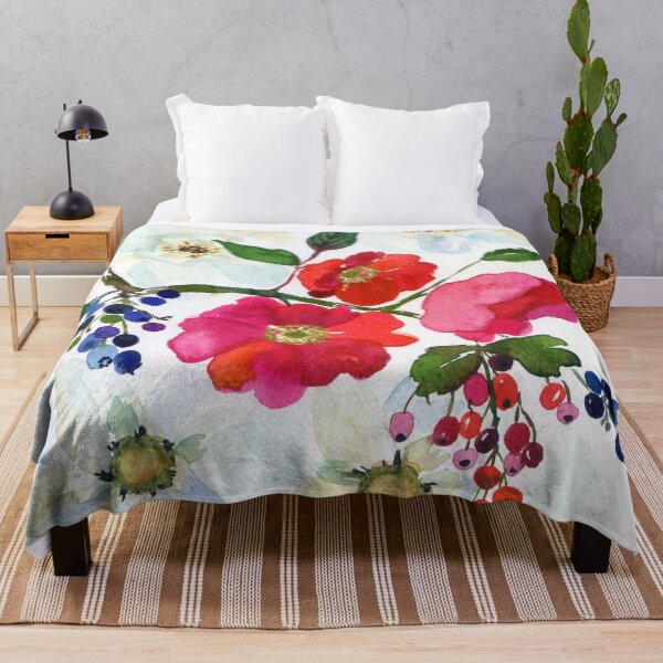 Item preview, red and white flowers with berries designed and sold by kosarandrea.