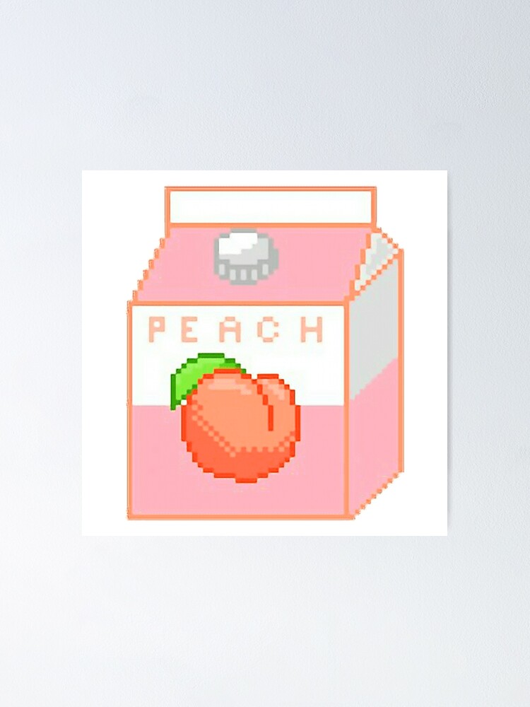 Kawaii Peach Milk Sticker Poster For Sale By Gnoga Redbubble