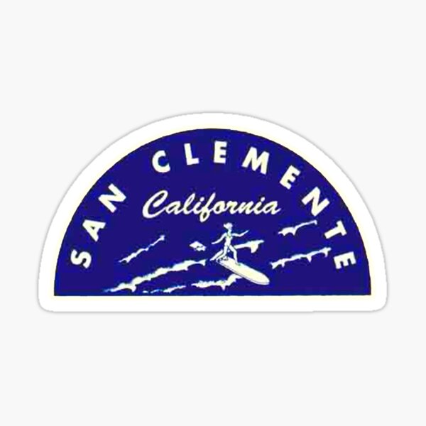 Item preview, SAN CLEMENTE CALIFORNIA STICKER AND SURFING SHIRT designed and sold by Discohipster.