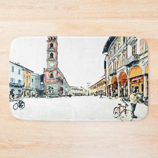 Item preview, Square with tower and cyclists designed and sold by Giuseppe Cocco.