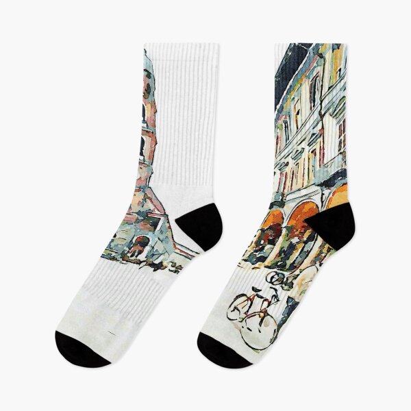 Item preview, Square with tower and cyclists designed and sold by Giuseppe Cocco.