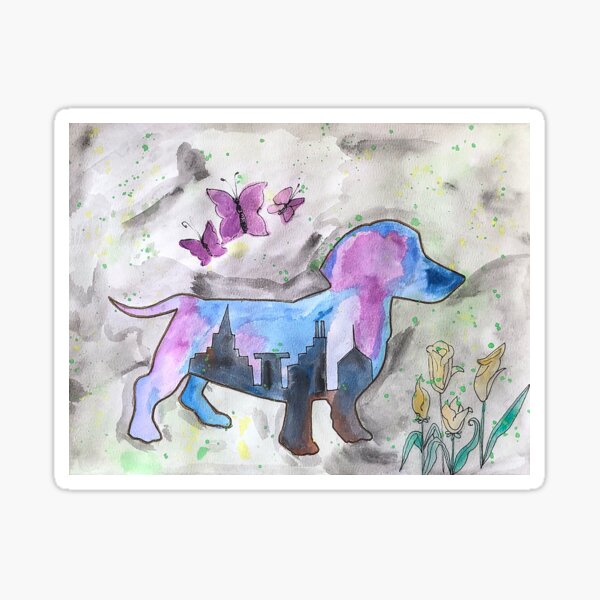 City Dachshund Sticker
