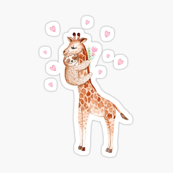 Item preview, Sloth and giraffe hugs designed and sold by dreamloudart.