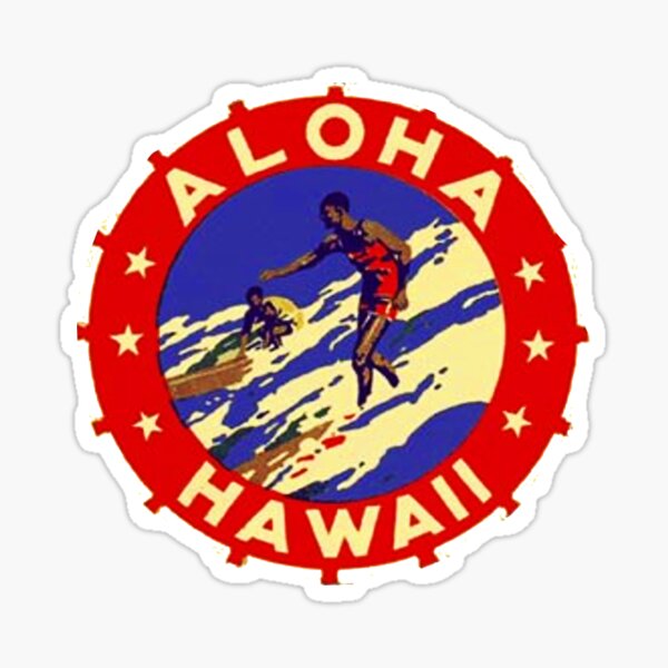 Aperçu de l'œuvre AUTOCOLLANT ET CHEMISE ALOHA HAWAII créée et vendue par Discohipster.