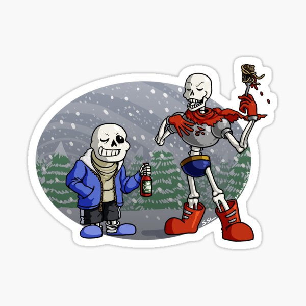 Pegatina «Sans and papyrus in snowdin (Undertale)» de DanielRowney