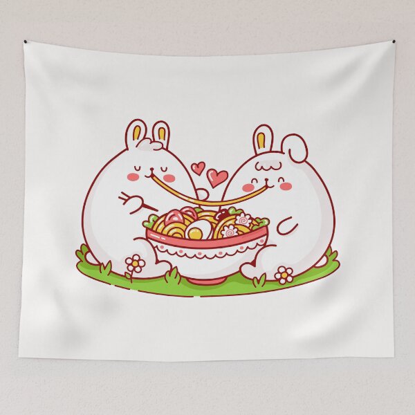 Item preview, Cute Rabbits Eating Spaghetti designed and sold by kalud-zoldyck.