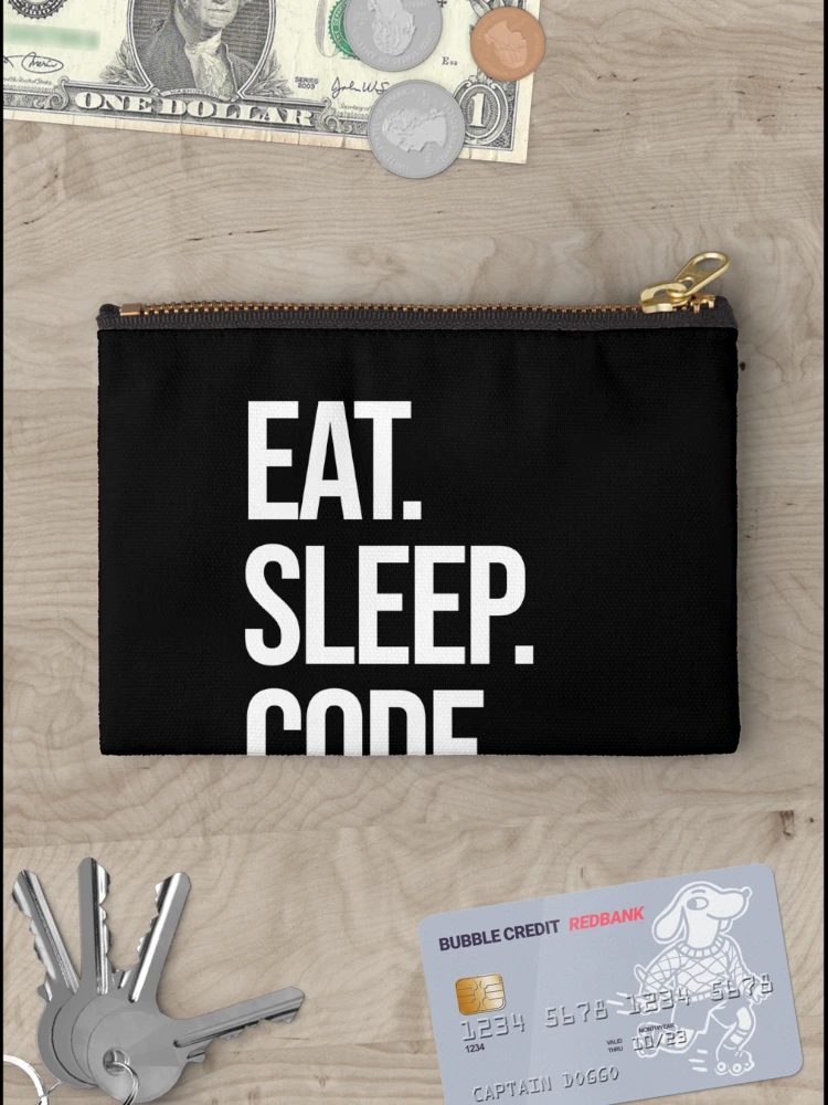 Thumbnail 3 of 4, Zipper Pouch, eat sleep code repeat computer programmer coding designed and sold by JoDesignLab.