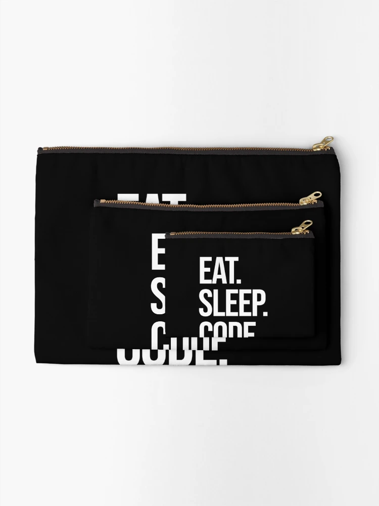Thumbnail 2 of 4, Zipper Pouch, eat sleep code repeat computer programmer coding designed and sold by JoDesignLab.