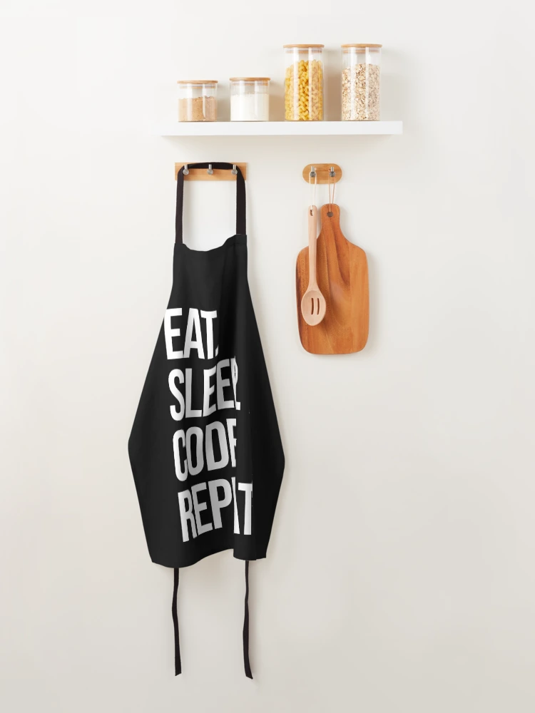Thumbnail 4 of 6, Apron, eat sleep code repeat computer programmer coding designed and sold by JoDesignLab.