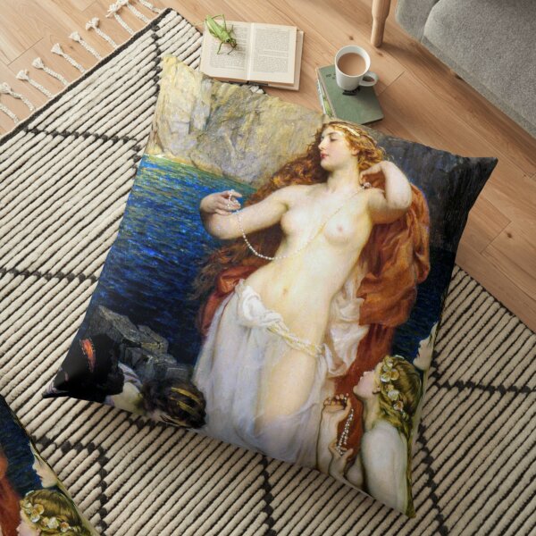 The Pearls Of Aphrodite – (Herbert James Draper)  Герберт Дрейпер - Жемчуг Афродиты Floor Pillow
