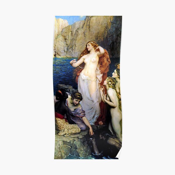 Print, The Pearls Of Aphrodite  (Herbert James Draper)   -   Poster