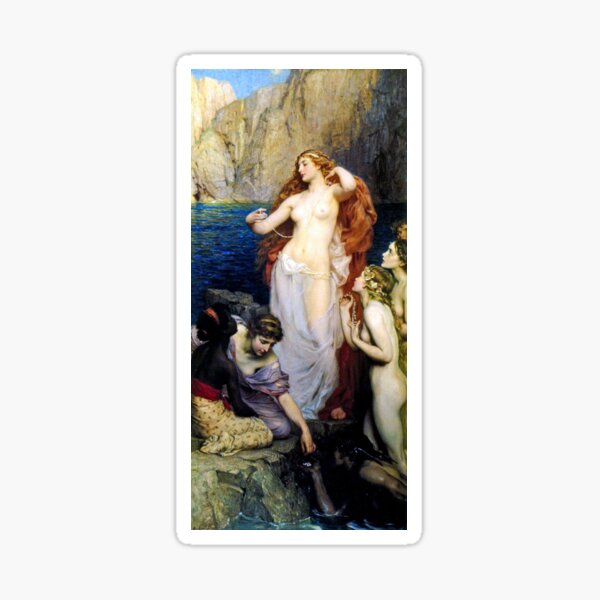 The Pearls Of Aphrodite – (Herbert James Draper)  Герберт Дрейпер - Жемчуг Афродиты #ThePearlsOfAphrodite #Pearls #Aphrodite #HerbertJamesDraper Sticker