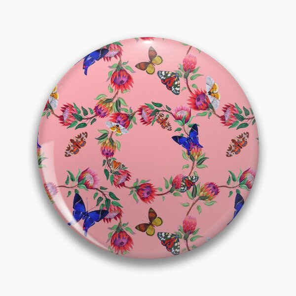 Item preview, Patrón floral rosa con mariposas azules designed and sold by astrunb5.