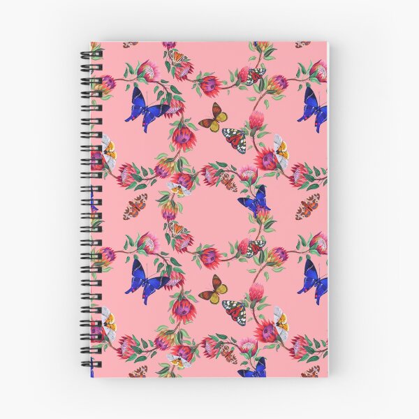 Item preview, Pink floral with blue butterflies pattern designed and sold by astrunb5.