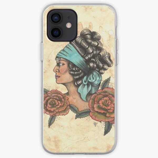 Woman With Two Roses iPhone Soft Case