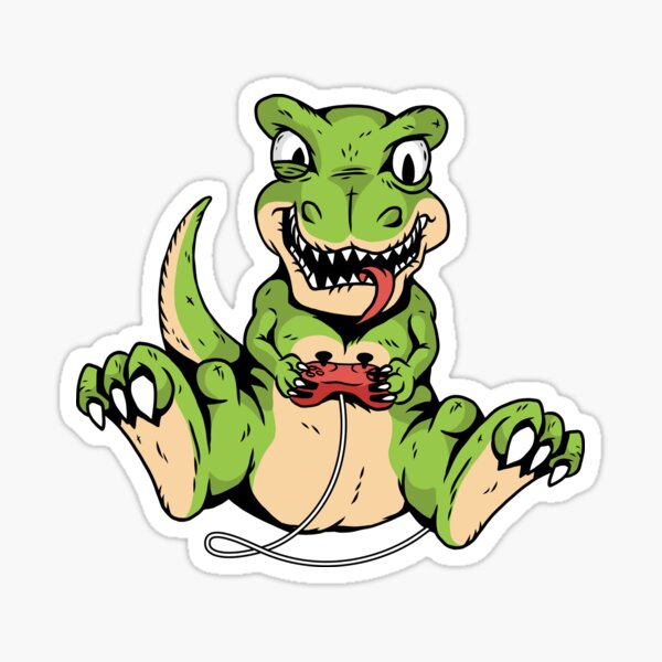 T Rex Dinosaur Gaming Gamer T Rex Sticker For Sale By OnepixArt Redbubble