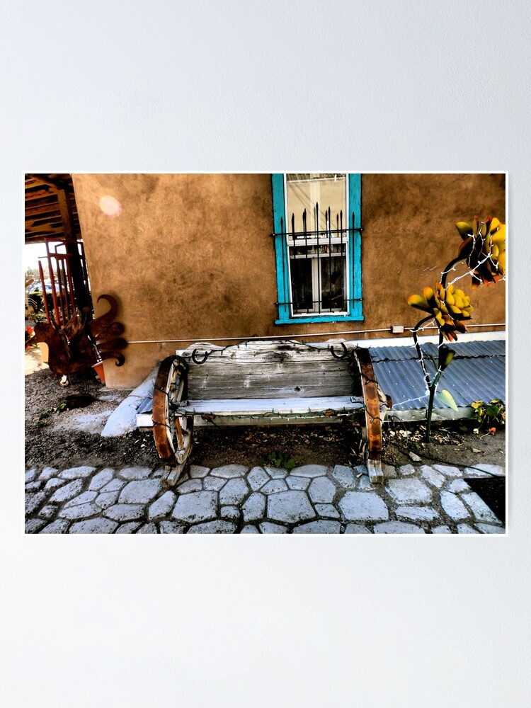 Old Town Albuquerque Wagon Wheel Bench Orb Above Poster By