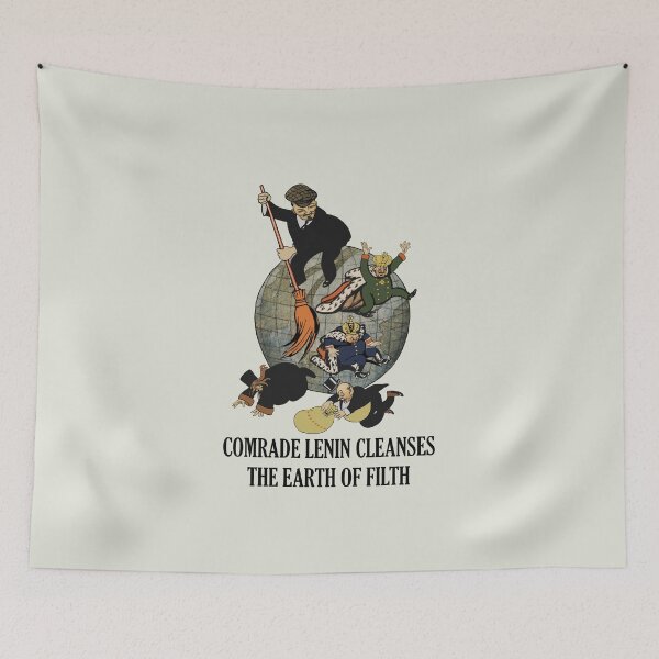 Item preview, Comrade Lenin Cleanses the Earth of Filth Translated - Soviet Propaganda, Communist, October Revolution, USSR designed and sold by SpaceDogLaika.