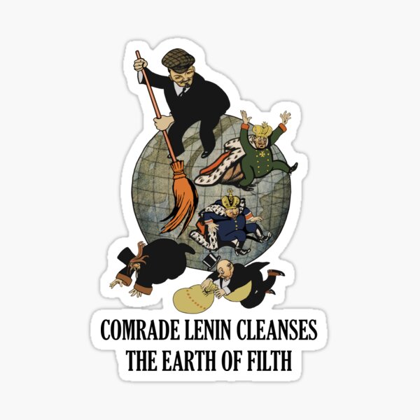Artikel-Vorschau von Genosse Lenin reinigt die Erde vom Schmutz. Übersetzung - Sowjetische Propaganda, Kommunismus, Oktoberrevolution, UdSSR, designt und verkauft von SpaceDogLaika.