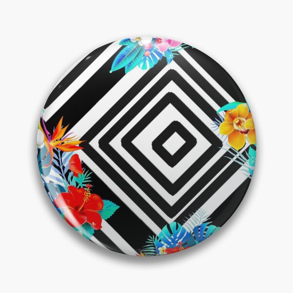 Item preview, Tropical flowers Black and white Geometric shapes,squares ,boho pattern  designed and sold by MariaMarinova.