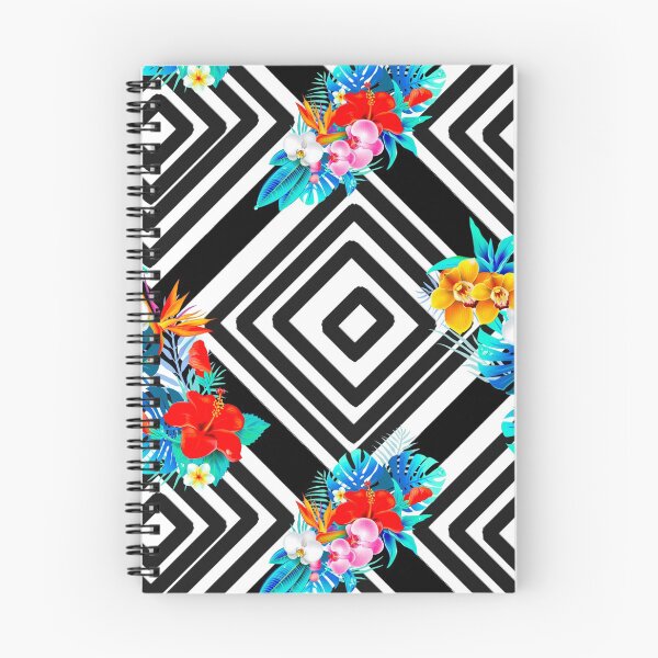 Item preview, Tropical flowers Black and white Geometric shapes,squares ,boho pattern designed and sold by MariaMarinova.
