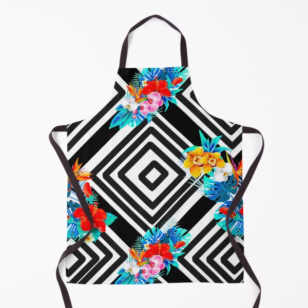 Item preview, Tropical flowers Black and white Geometric shapes,squares ,boho pattern designed and sold by MariaMarinova.
