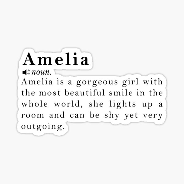 "Amelia Name Meaning Definition" Sticker for Sale by peachyline | Redbubble
