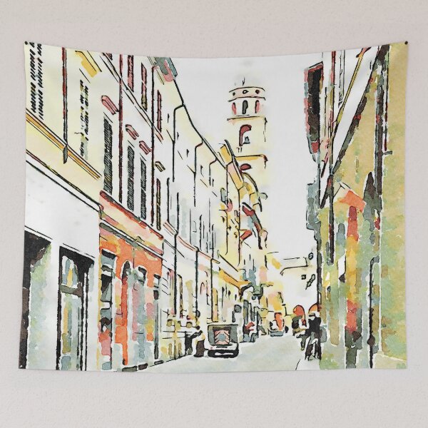 Item preview, Street and bell tower designed and sold by Giuseppe Cocco.