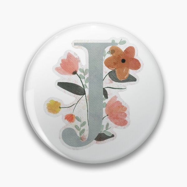Item preview, J with Watercolor Flowers designed and sold by Em0523.