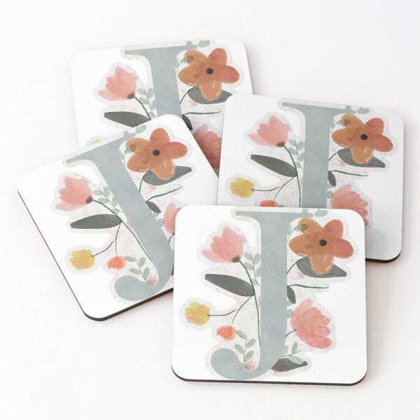 Item preview, J with Watercolor Flowers designed and sold by Em0523.