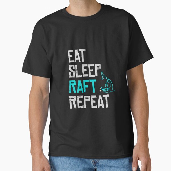 Item preview, Raft Game Eat Sleep Raft Repeat Funny Shark Attack  designed and sold by sun-shadoww.