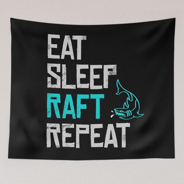 Item preview, Raft Game Eat Sleep Raft Repeat Funny Shark Attack  designed and sold by sun-shadoww.