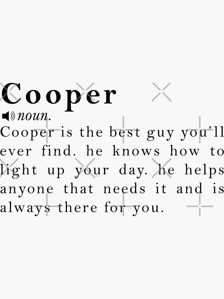 "Cooper Name Meaning Definition Definition" Sticker for Sale by
