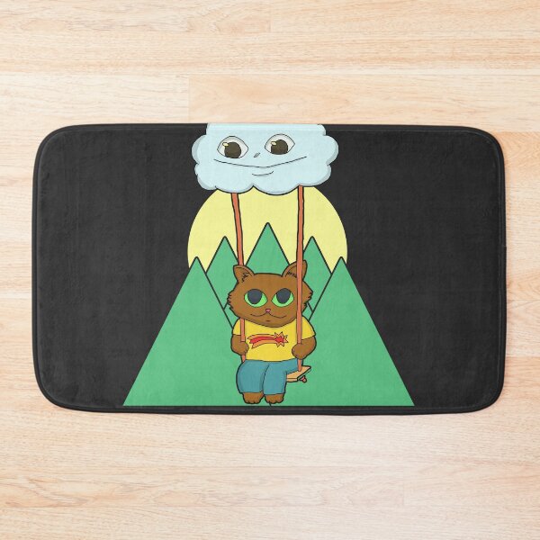 Item preview, Kawaii Brown Cat On A Cloud Swing and green mountain sunset designed and sold by Chubuter.