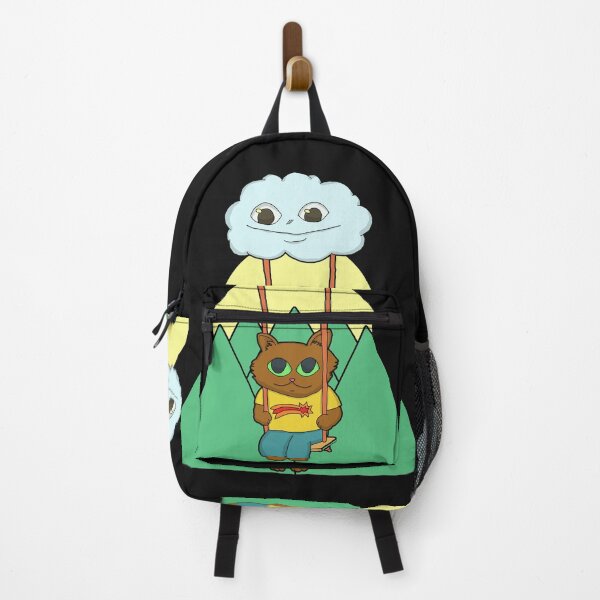 Item preview, Kawaii Brown Cat On A Cloud Swing and green mountain sunset designed and sold by Chubuter.
