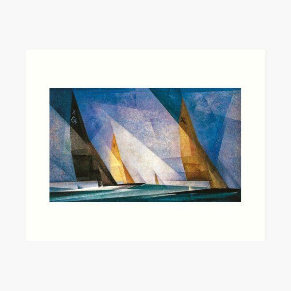 Sailboats nautical, maritime landscape coastal painting by Lyonel Feininger Art Print