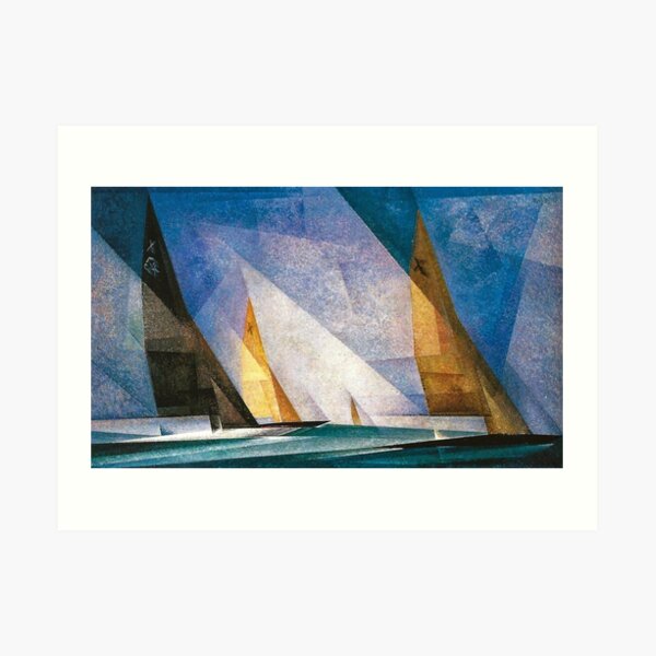 Segelboote nautische, maritime Landschaftsküstenmalerei von Lyonel Feininger Kunstdruck