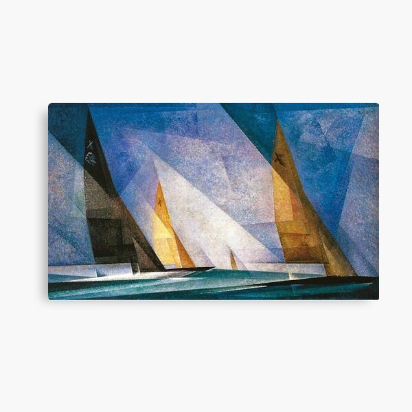 Sailboats nautical, maritime landscape coastal painting by Lyonel Feininger Canvas Print