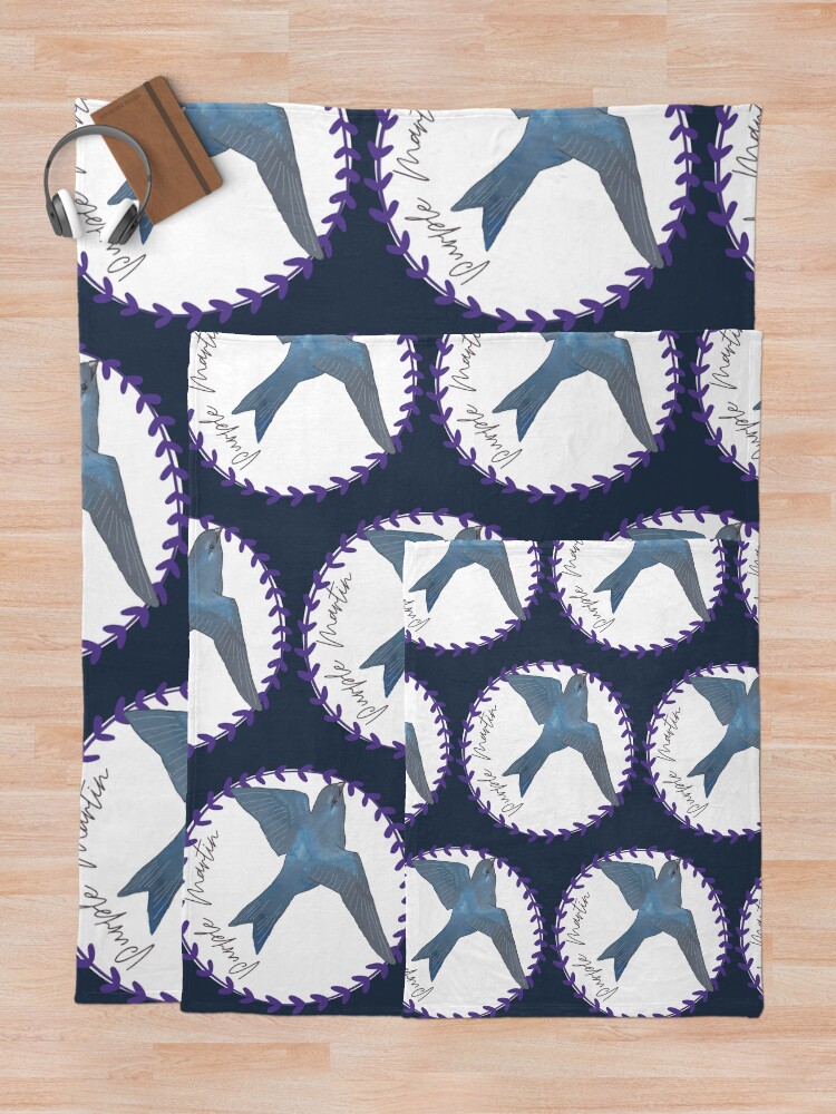 Thumbnail 5 of 6, Throw Blanket, Purple Martin birding bird species bird logo designed and sold by TheWaterBirds.